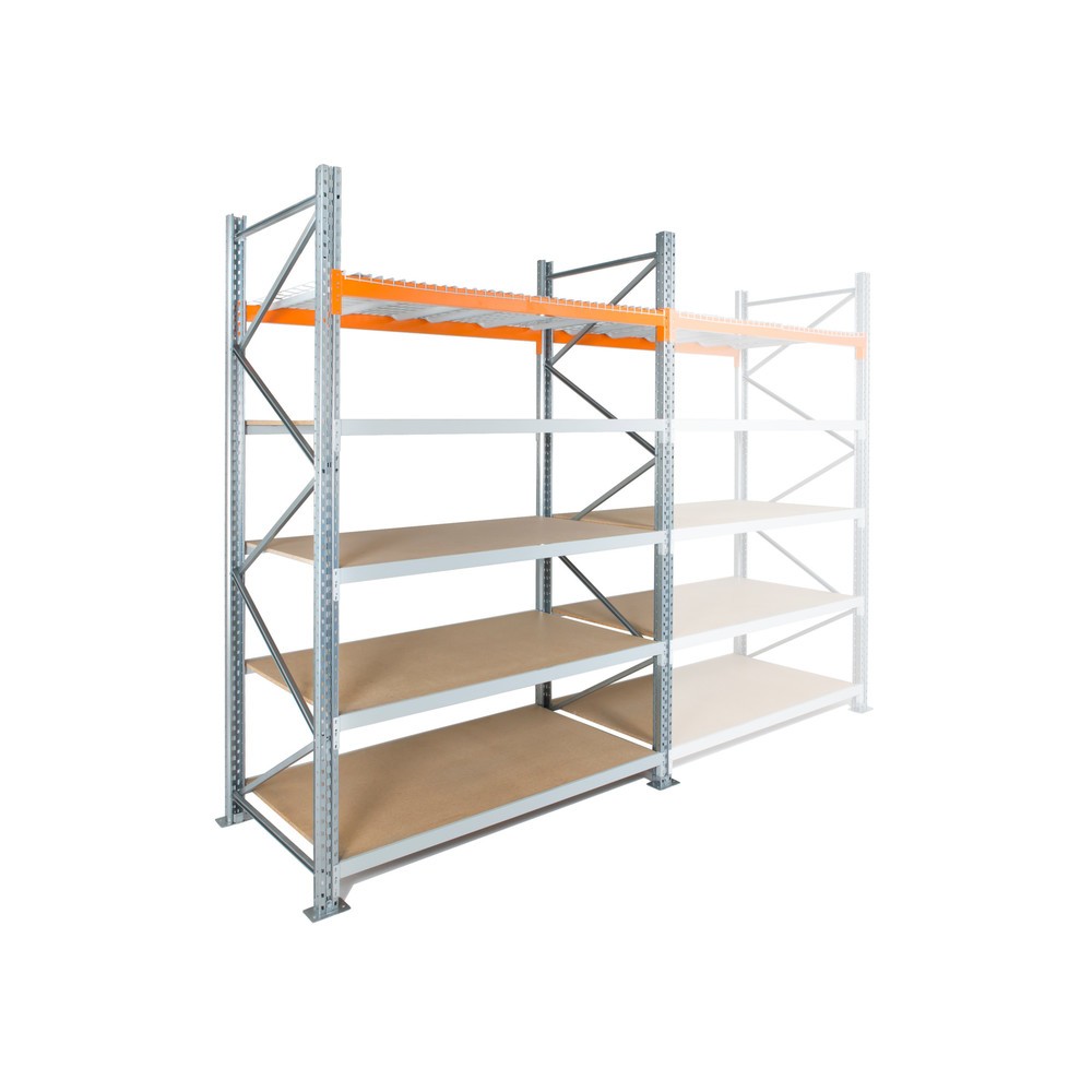 Číslo obrázka výrobku 1: Hybridný regál ManOrga, široký a paletový regál, základné pole, v × š × h 4 500 × 1 825 × 1 100 mm
