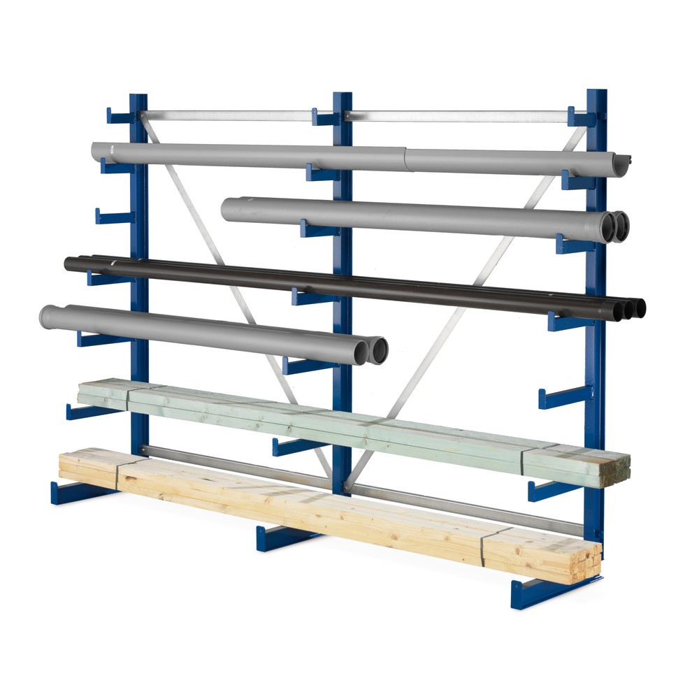 Obrázok výrobku: Konzolový regál META, jednostranný, nosnosť 150 kg, 3 stojany