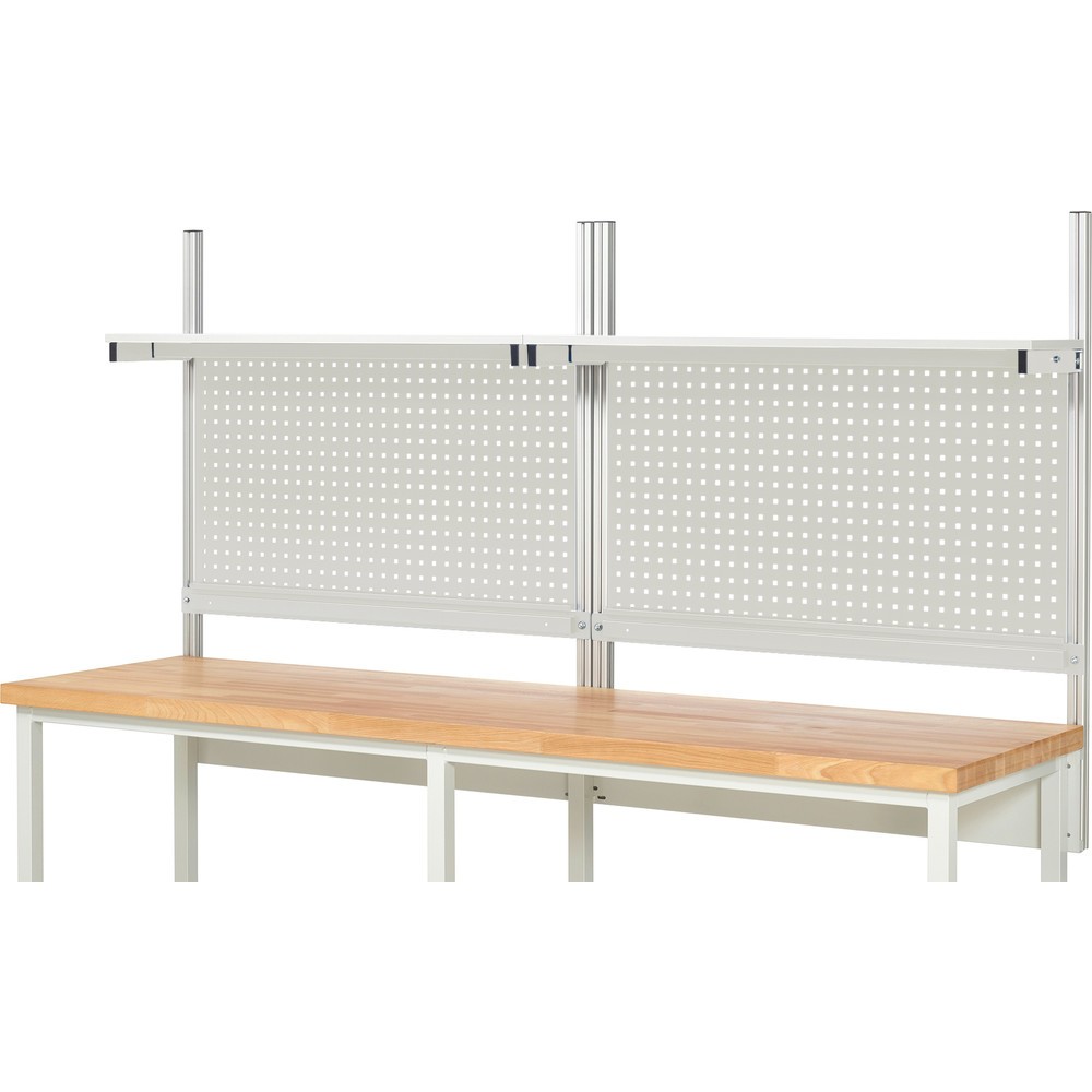 Číslo obrázka výrobku 2: Nadstavba pracovného stola RAU, v × š × h 1 130 × 2 500 × 350 mm, s 2 policovými doskami s povrchom z melamínovej živice a 2 prídržnými lištami, kompletná súprava 01 pre šírku výrobku 2 500 mm