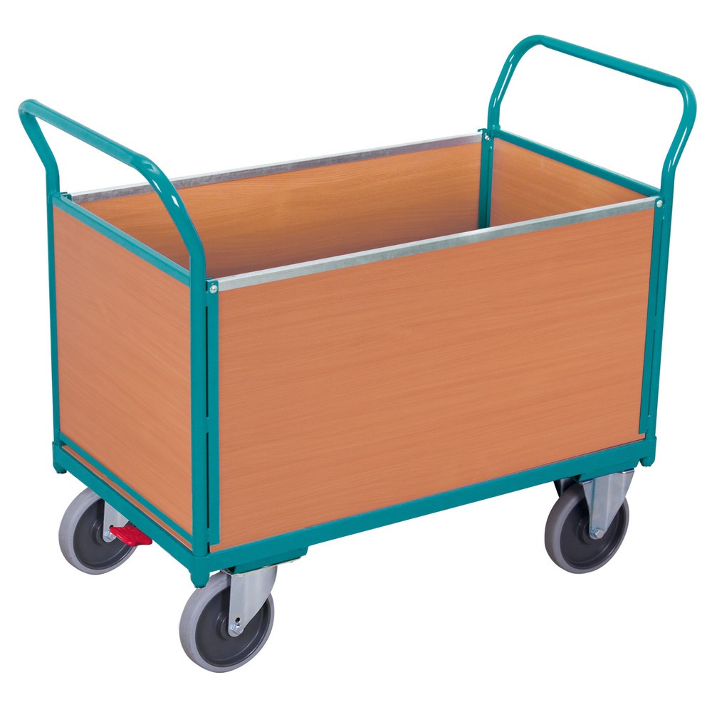 Obrázok výrobku: Plošinový vozík Ameise®, 4-stranný s drevenými stenami, ložná plocha Š x H 652 x 1.000 mm