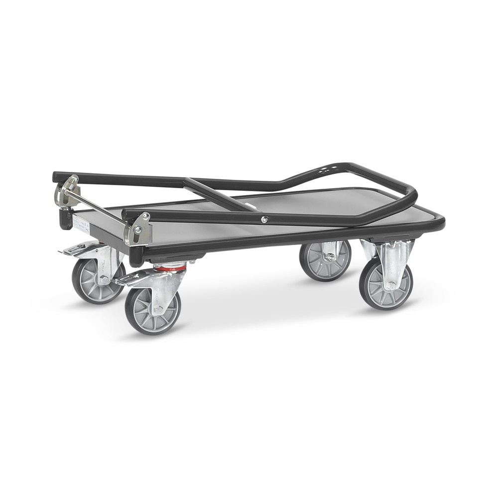 Číslo obrázka výrobku 4: Plošinový vozík fetra® s drevenou ložnou plochou, závesná konzola, Š x H 450 x 720 mm, nosnosť 150 kg, antracitovo sivá
