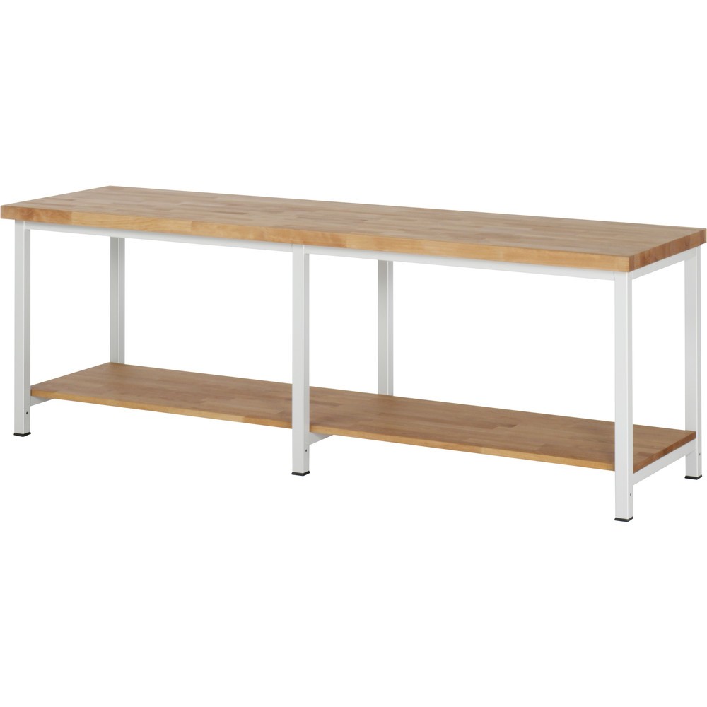 Obrázok výrobku: Pracovný stôl RAU série 8000, v × š × h 840 – 1 040 × 2 500 × 700 mm, s dolným odkladacím dnom