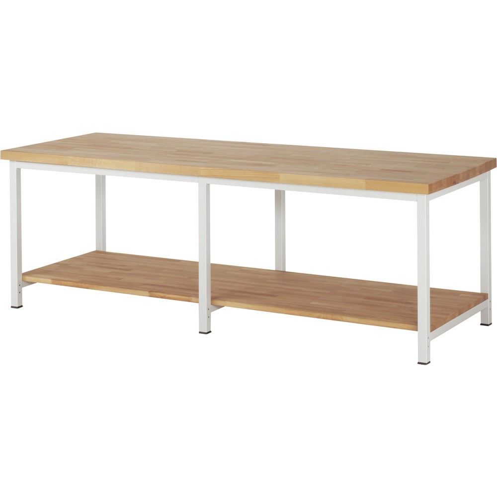 Obrázok výrobku: Pracovný stôl RAU série 8000, v × š × h 840 – 1 040 × 2 500 × 900 mm, s dolným odkladacím dnom