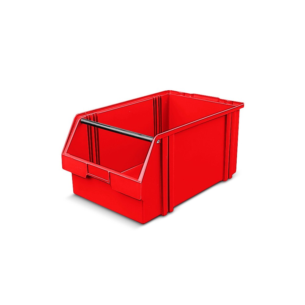 Obrázok výrobku: Priehľadný skladovací box z polystyrolu, v × š × h 230 × 300 × 500 mm, červený