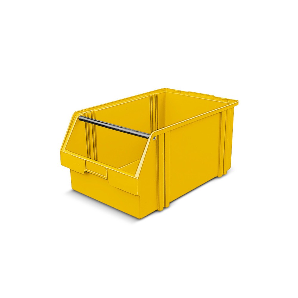 Obrázok výrobku: Priehľadný skladovací box z polystyrolu, v × š × h 230 × 300 × 500 mm, žltý